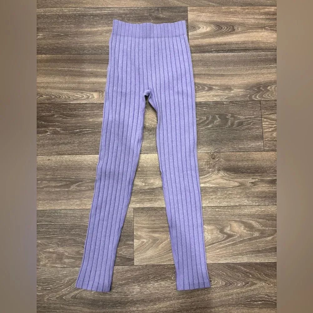 Zara Purple Ribbed Leggings Size XS NWOT Tween Teen